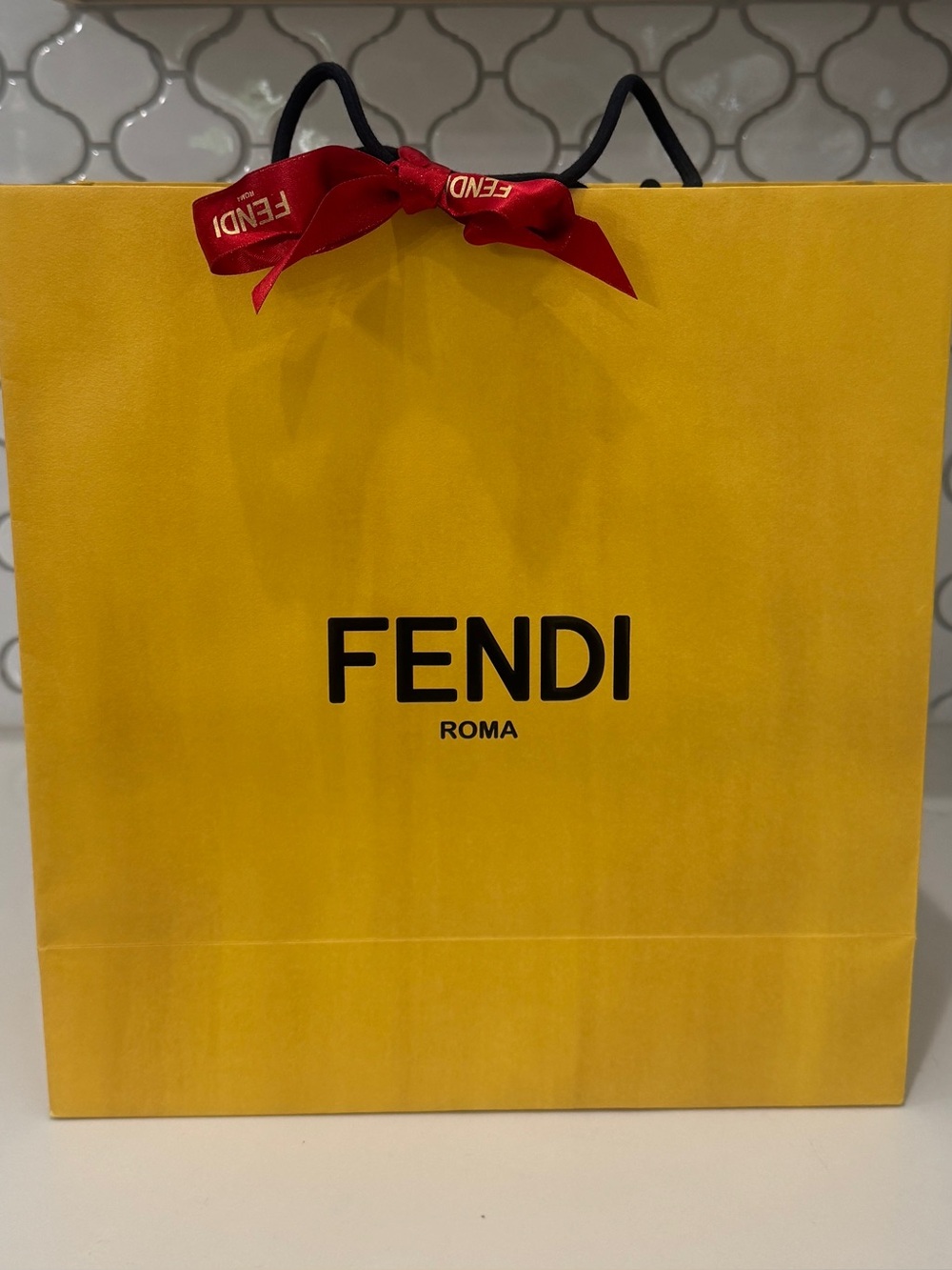 Authentic Fendi Roma Large Hard-Sided Boutique Gift Bag + Satin Ribbon - Picture 9 of 10
